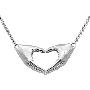 image:imageControse Hand with rose necklace love pendant with 16  18 Adjustable Chain Necklace 316L Stainless SteelWithout Rose