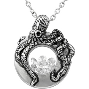 image:imageControse Octopus Necklace Floating Charm with Clear Crystals