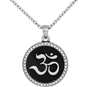 image:imageControse Om Necklace  Goodness and Passion pendant with 42 Clear Crystals