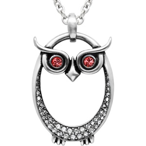 image:imageControse Owl Birthstone Necklace  Stainless Steel Pendant with Crystals and 27 Chain01Jan Darker Red