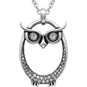 image:imageControse Owl Birthstone Necklace  Stainless Steel Pendant with Crystals and 27 Chain04April  Clear