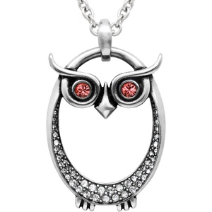 image:imageControse Owl Birthstone Necklace  Stainless Steel Pendant with Crystals and 27 Chain07July  Red