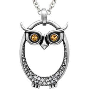 image:imageControse Owl Birthstone Necklace  Stainless Steel Pendant with Crystals and 27 Chain11November  Yellow