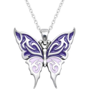 image:imageControse Purple Butterfly Necklace  Stainless Steel Pendant with Epoxy Detailing
