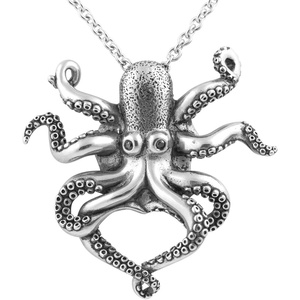 image:imageControse SilverToned Stainless Steel Black eyed Octopus Necklace with Pendant 18  20 Adjustable Chain