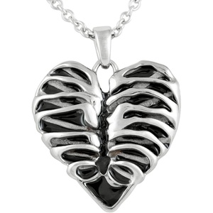 image:imageControse SilverToned Stainless Steel Rib Cage Heart Necklace 17  19 Adjustable Chain
