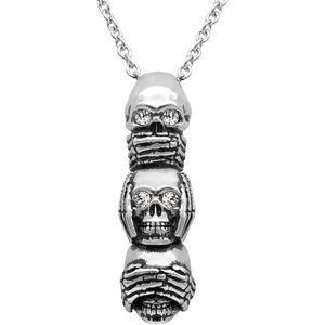 image:imageControse Speak No Evil Hear No Evil See No Evil Skull Necklace with Pendant 27 316L Stainless Steel Necklace