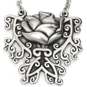 image:imageControse Womens Antiique SilverToned Stainless Steel Every Rose Has Its Thorn  Butterfly Rose Necklace