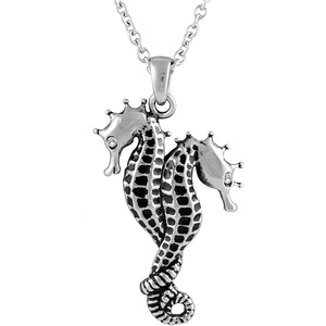 image:imageControse Womens SilverToned Stainless Steel Bonded for Life Couple Seahorse Necklace