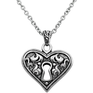 image:imageControse Womens SilverToned Stainless Steel Guarded Heart Necklace