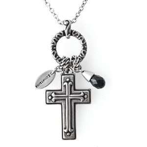 image:imageControse Womens SilverToned Stainless Steel The Charmed Cross Necklace 17 19 Adjustable Chain