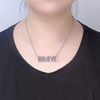 image:imageControse Word Necklace for Women Stainless Steel Pendant Block Letters with Crystal JewelryBELIEVE