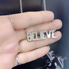 image:imageControse Word Necklace for Women Stainless Steel Pendant Block Letters with Crystal JewelryBELIEVE